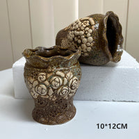 Ceramic Clay Pottery Pots Set Succulent Flower Planter Series 02(Style 01# 2 Pots Set)
