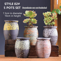 Ceramic Clay Pottery Pots Set Succulent Flower Planter Series 02(Style 02# 5 Pots Set)