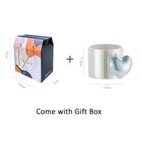 Lovely 3D Heart Love Ceramic Cup Mug Puffy Heart Handle with Gift Box (Purple)