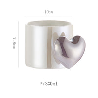 Lovely 4D Heart Love Ceramic Cup Mug Puffy Heart Handle with Gift Box (Pink)