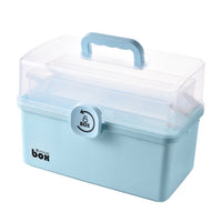 3 Layers Portable First Aid Kit Emergency Medical Storage Box Medicine Organizer(Blue)