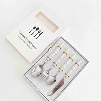 4 Piece Stainless Steel Pearl Handle Flatware Cutlery Set Come with Giftbox