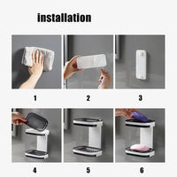 Portable Soap Holder Wall Storage Rack Organizer Bathroom Accessories Double Layer Holder