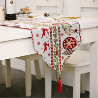 Christmas Table Runner thickened knitted Dining Tablecloth Xmas Party Decor(Elk)