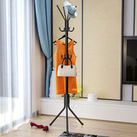 Freestanding Coat Rack with 12 Hooks 3-Tier Metal Hat Hanger Coat Tree(Black)