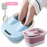 Foot Spa Water Pedicure Foldable Bucket Folding Massage Footbath Soaking Basin(Pink)