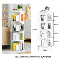 White Wooden Circular 360° Rotating Bookshelf Display Storage Stand(4 Layers)