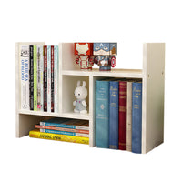 Resize-able Thick Wood Desktop Bookshelf Display Rack Unit(White)