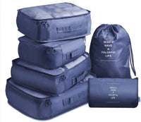 6 Pcs Waterproof Compression Packing Cubes Large Travel Luggage Organizer Storage (Navy)