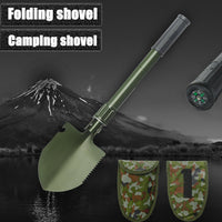 Survival Spade Camping Compass Mini Folding Shovel comes with carrying pouch
