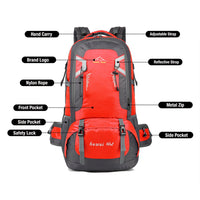 40L Waterproof Outdoor Hiking Backpack Camping Outdoor Trekking Bag(Red)