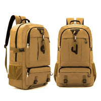 60L Travel Boarding Backpack Outdoor Trekking Luggage Hiking Camping Rucksack Large Capacity Storage Backpack(Khaki)
