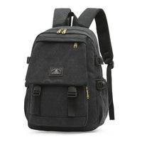 Unisex Leisure Canvas Backpack Durable Waterproof Outdoor Travel Rucksack(Black)