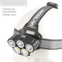 6 Modes LED Head Torch Induction Headlight Camping COB Infrared Strong Lights