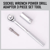 3Pc Universal Socket Wrench Set Power Drill Adaptor Gator Grip Size 7mm to 19mm