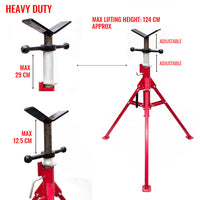 Folding Jack Stand 120cm Heavy Duty V Head Pipe Stand Adjustable Height 1.25 Ton