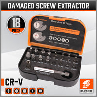 18x Magnetic Damaged Screw Extractor Set Broken Drill Bit Remover Kit Hex Crv