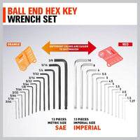 48-Piece Ratchet Wrench Set with Rolling Pouch - Metric SAE Allen Key & Hex Key Spanner Kit