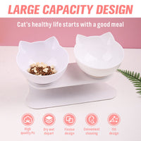 Black Double Cat Bowl Pet Bowl Stand Dog Elevated Feeder Food Water Raised Lifted