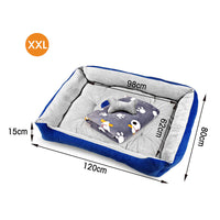 Vaka Navy Dog Bed Pet Cat Calming Floor Mat Sleeping Cave Washable Extra Large 29703