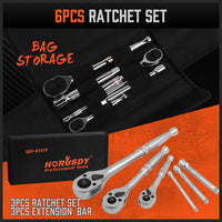 Mini Ratchet Spanner 1/2 3/8 1/4 Drive 90 Tooth Extension Bar Workshop With Bag