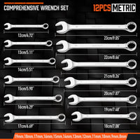 12x Metric Combination Spanner Ring Open Ended Combo Wrench CRV Storage Tool