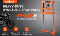 12-Ton Hydraulic Heavy Duty Floor Shop Press H-Frame Straightening Metal Garages