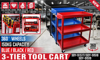 Blue 3-Tier Tool Cart Trolley Toolbox Workshop Garage Storage 150KG Organizer Garage