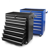 7-Drawer Drawer Tool Box Trolley Cabinet - Blue or Black Heavy Duty Tool Chest Garage Storage Cart Organizer