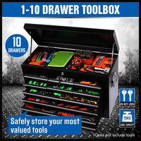 HORUSDY 10-Drawer Tool Box Chest Toolbox Lockable Drawer Cabinet Garage Storage