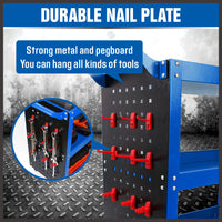 Blue 3-Tier Tool Cart Storage Trolley Toolbox Workshop Garage Organiser 150kg Blue