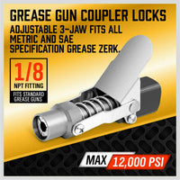 Grease Gun Coupler Quick Release & Lock 1/8   NPT Rated 10,000 PSI Storage Case