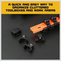 3Pc Double-Side Sockets Holder Tool Organizer Rails WorkShop Rack 1/4" 3/8" 1/2"