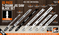 25Pc T-shank Jig Saw Blades Set For Wood Plastic Metal Sheet Cutting BIM HSS HCS