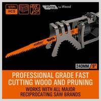 5Pc 9" / 240mm Reciprocating Saw Blades 5TPI Wood Timber Pruning Tool W/T Case