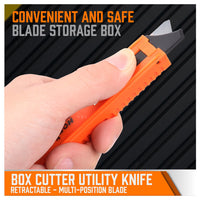 12 pcs Sliding Lock Utility Knife Box Cutter 10 Spare Stanley Knife Blades Craft