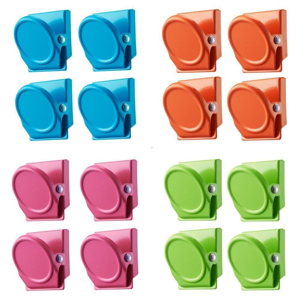 16Pc Magnetic Spring Clamps Magnet Refrigerator Clips Note Holder Frid
