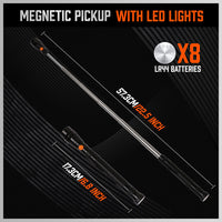 3Pc Magnetic Pick Up Tool Swivel Inspection Mirror Flexible Telescope LED Light