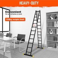 HORUSDY 6.7M Aluminium Folding Step Ladder Extension Multi-Purpose Ladders 150KG