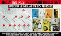 120Pc Pegboard Hooks Set Slat Wall Hanger Garage Organizer Shop Display Hanging