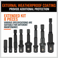 8Pc Drill Socket Adapter Set Impact Nut Driver Hex Extension Bits 1/4" 3/8" 1/2"