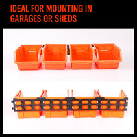 4Pc Parts Storage Bins Tool Organizer Rack Box Workshop Tray With Wall Mounted Board