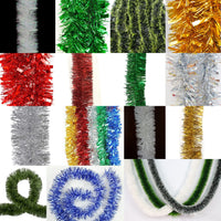 5x 2.5m Christmas Tinsel Xmas Garland Sparkly Snowflake Party Natural Home Décor, Snow Tips in Green (2m)
