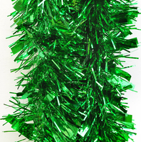 5x 2.5m Christmas Tinsel Xmas Garland Sparkly Snowflake Party Natural Home Décor, Thick Green