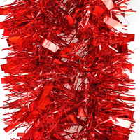 5x 2.5m Christmas Tinsel Xmas Garland Sparkly Snowflake Party Natural Home Décor, Thick Red