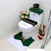 4pcs Christmas Toilet Seat Cover Rug Bathroom Set Santa Snowman Xmas Home Décor, Snowman B