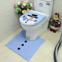 4pcs Christmas Toilet Seat Cover Rug Bathroom Set Santa Snowman Xmas Home Décor, Snowman C (Set of 2)