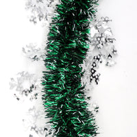 5x 2.5m Christmas Tinsel Xmas Garland Sparkly Snowflake Party Natural Home Décor, Snow in Dark Green