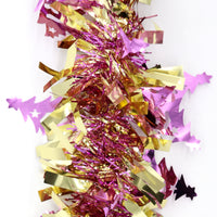 5x 2.5m Christmas Tinsel Xmas Garland Sparkly Snowflake Party Natural Home Décor, Trees (Pink)