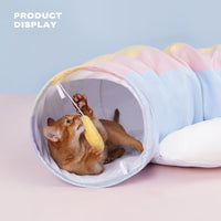 Cat Tunnel Sleep Bed 2-in-1 Collapsible Cat Tunnel Tubes Toys with Removable Mat